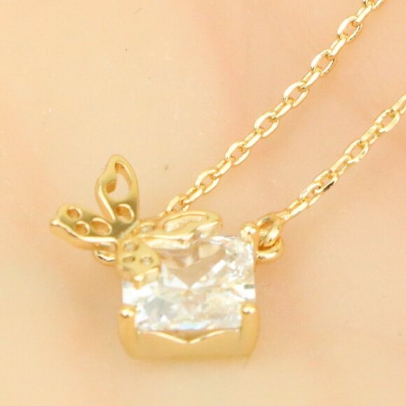 Elegant Rose Gold Necklace with Crystal Leaf Charm, XPNL0404 - Picture 1 of 12